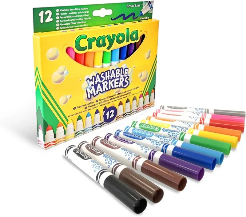 12 washable broad line markers reusable