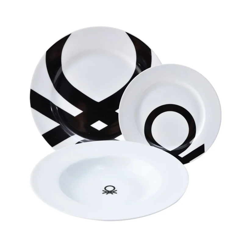 18 piece black white dinner set collection