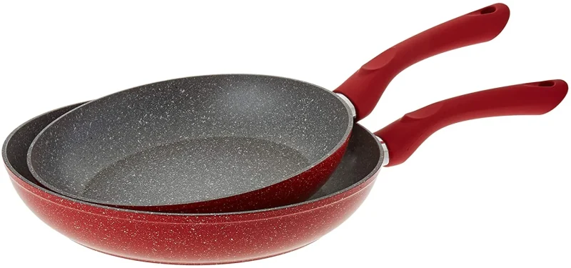 2 piece red cookware set non stick durable pans