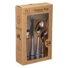 24 piece happy pop grey cutlery set