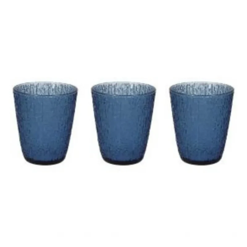 3 blue glasses set high quality glassware