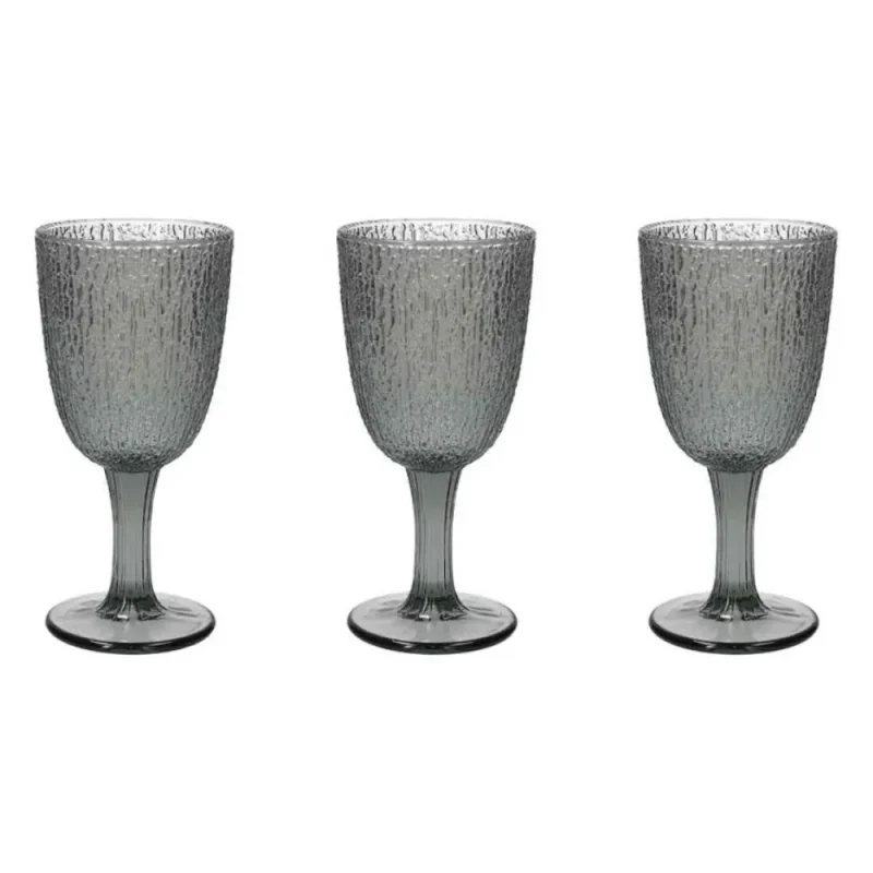 3 piece grey glass set elegant durable drinking glasses