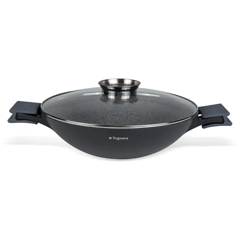 32cm 2 handle wok with aroma lid pot holders easy returns