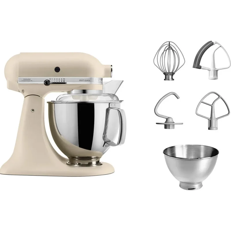 4 8l artisan stand mixer with pouring shield extra bowl fresh linen edition