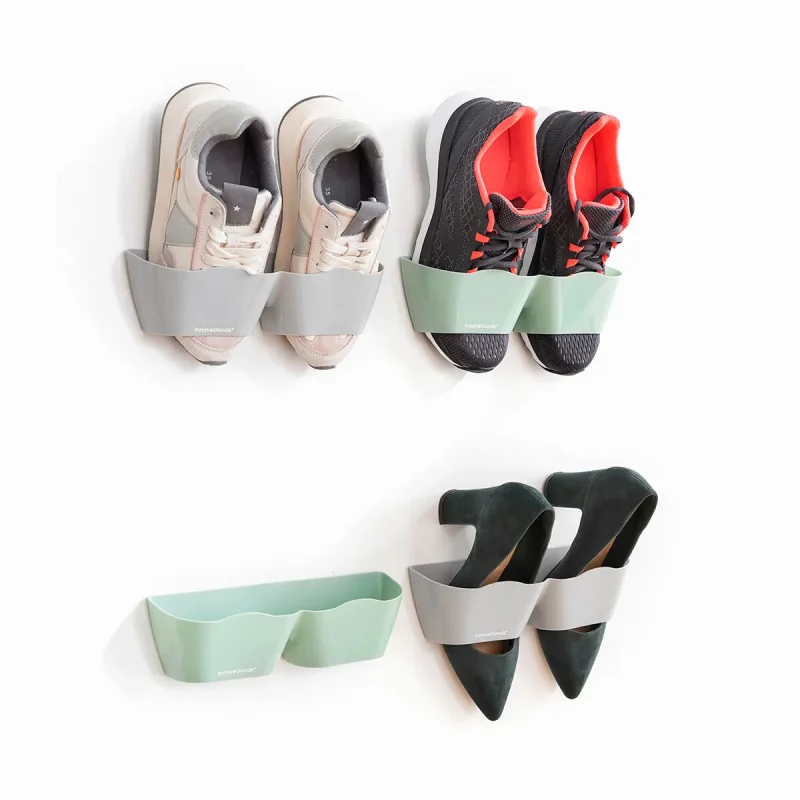 4 pack adhesive shoe holders secure storage solution