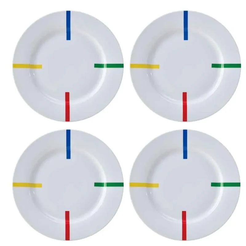 4 piece 26cm porcelain plates rainbow collection