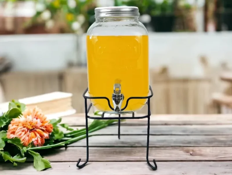 4l glass beverage dispenser with metal stand