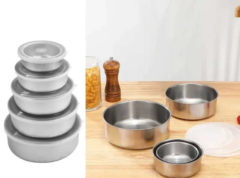 5 piece stainless steel food containers set with lids