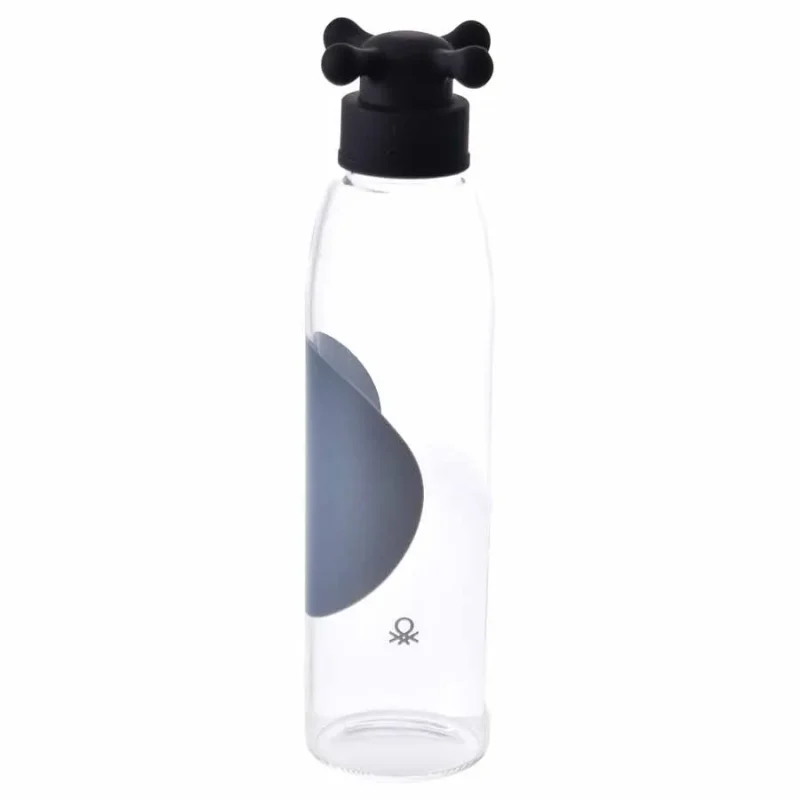 500ml black white glass bottle with tap cap easy return