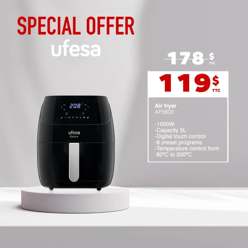 5l elektra air fryer 1500w high performance cooking