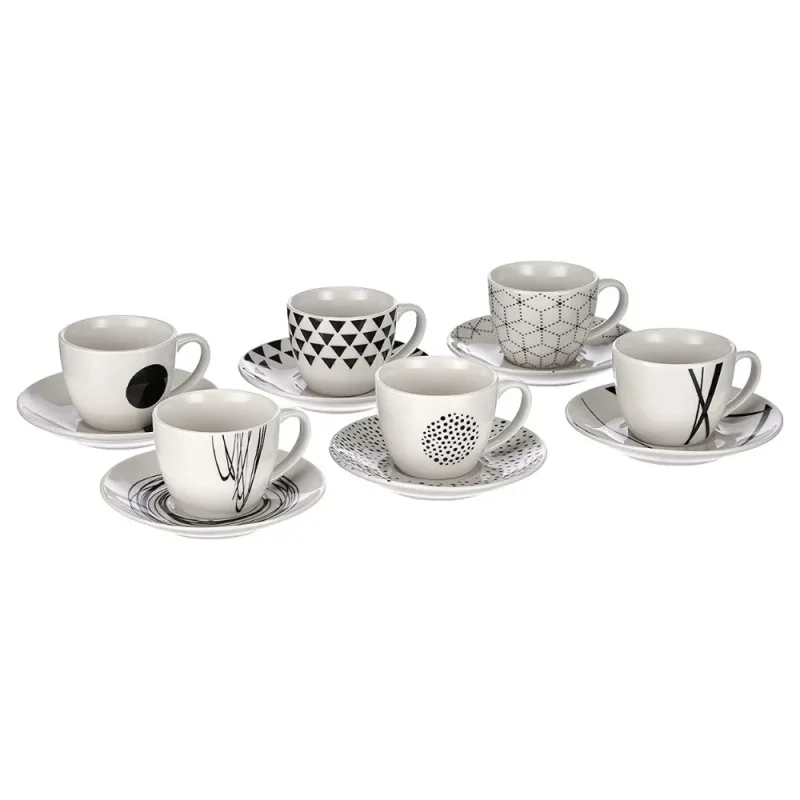 6 piece coffee cup set with saucers metropol design