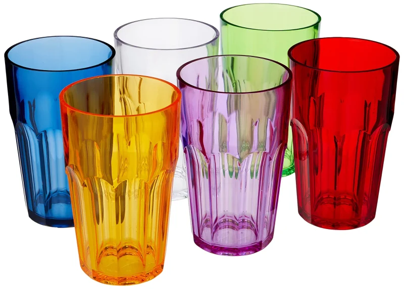 6 piece polished plastic tumblers set high quality easy clean