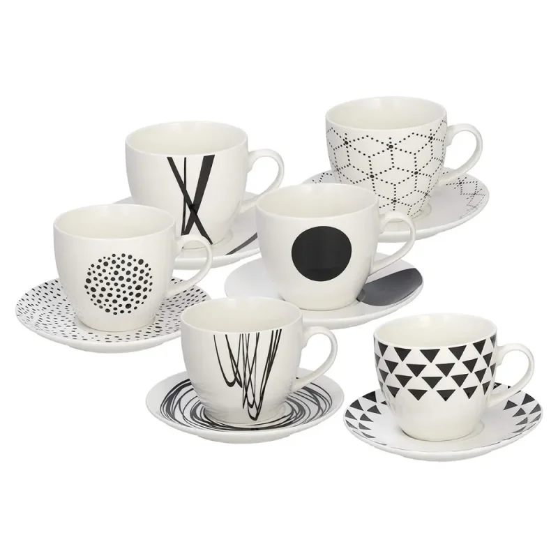 6 piece tea cup set with plates metropol