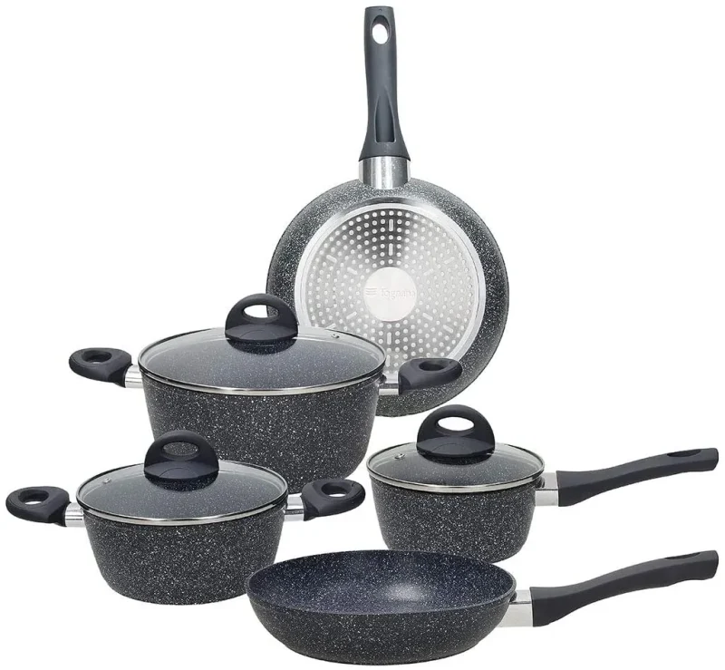 8 piece non stick cookware set for easy cooking cleaning