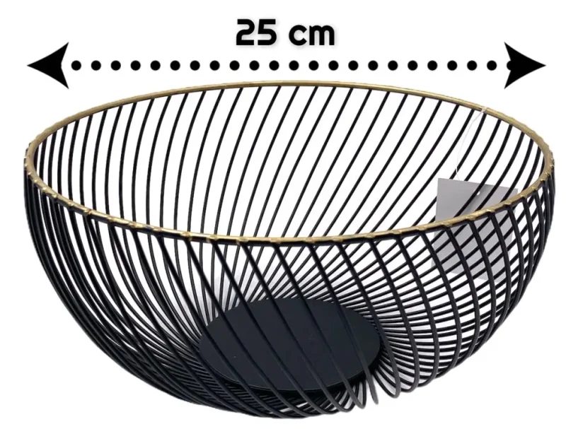 black gold rim metal fruit basket