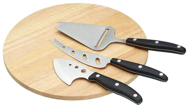 cheese serving board set with 3 cheese knives