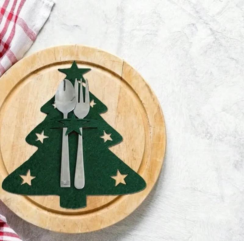 holiday tree cutlery holder