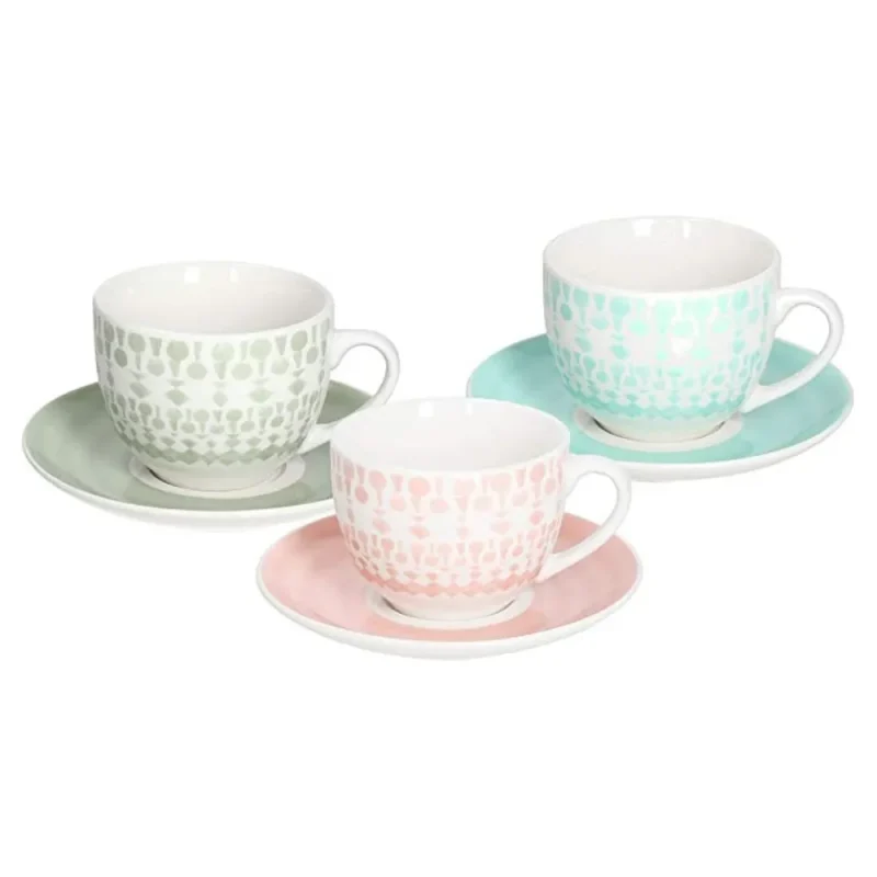 metropol gipsy 6 piece tea cup set with saucers