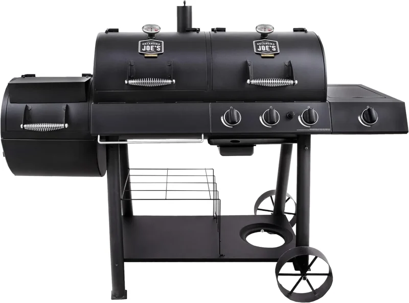 oklahoma joe s longhorn combo charcoal gas smoker grill