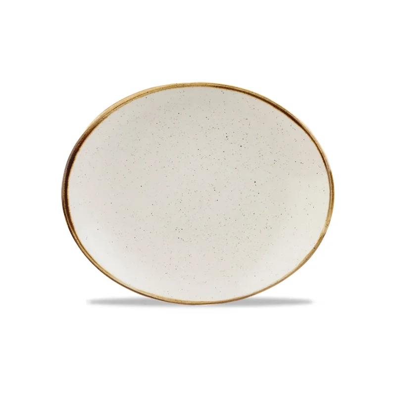 orbit stonecast oval plate barley white