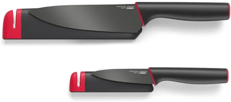 precision slicing sharpening knives w protective sheaths