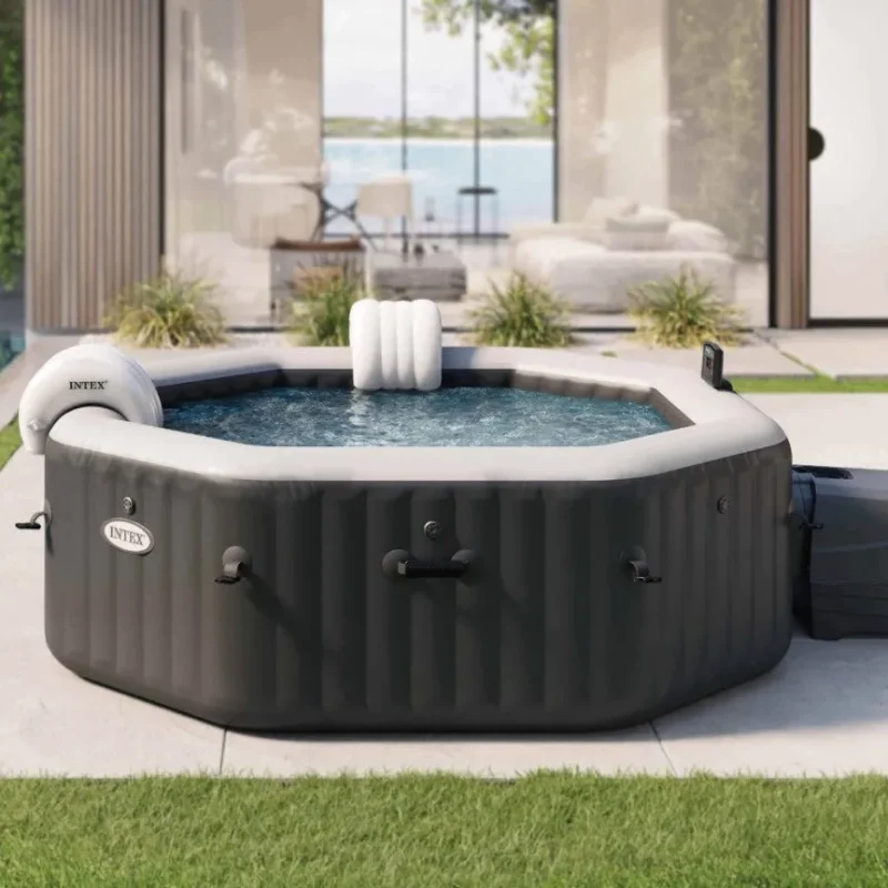 purespa deluxe 218x71cm octagon hot tub 6 person jet bubble system