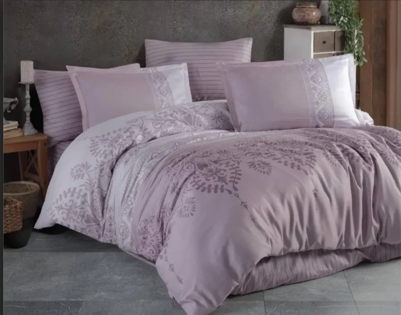 purple satin double duvet cover set 6 piece lalin v2