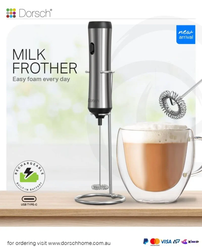 rechargeable milk frother battery powered easy to clean