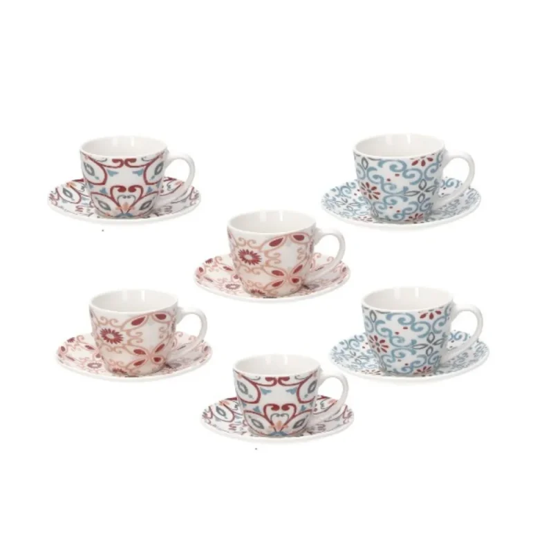 set of 6 iris ribeira coffee cups saucers