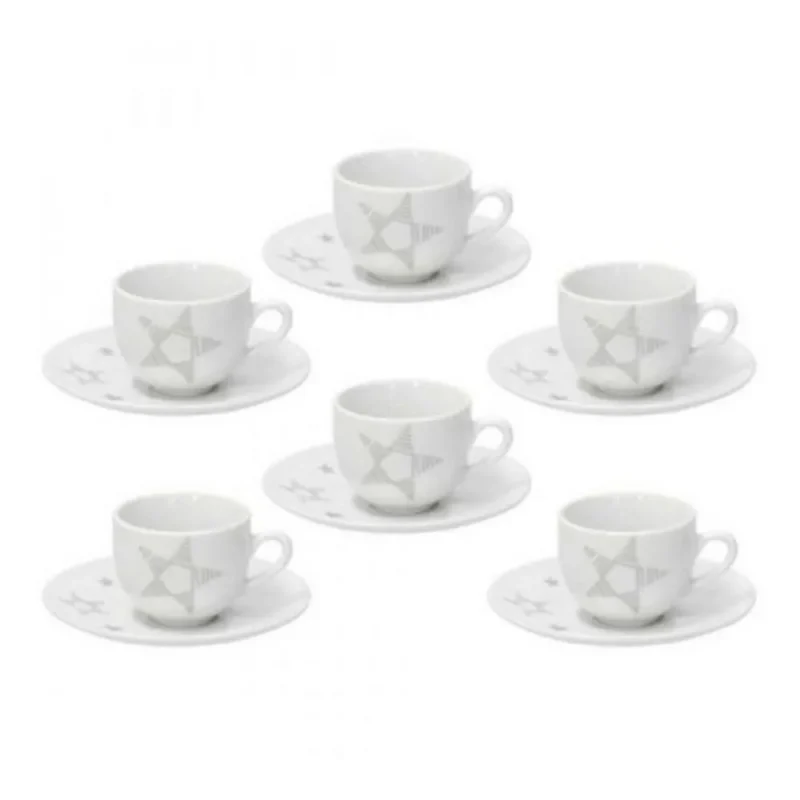 silver olimpia etoile 6 cup coffee set with saucers