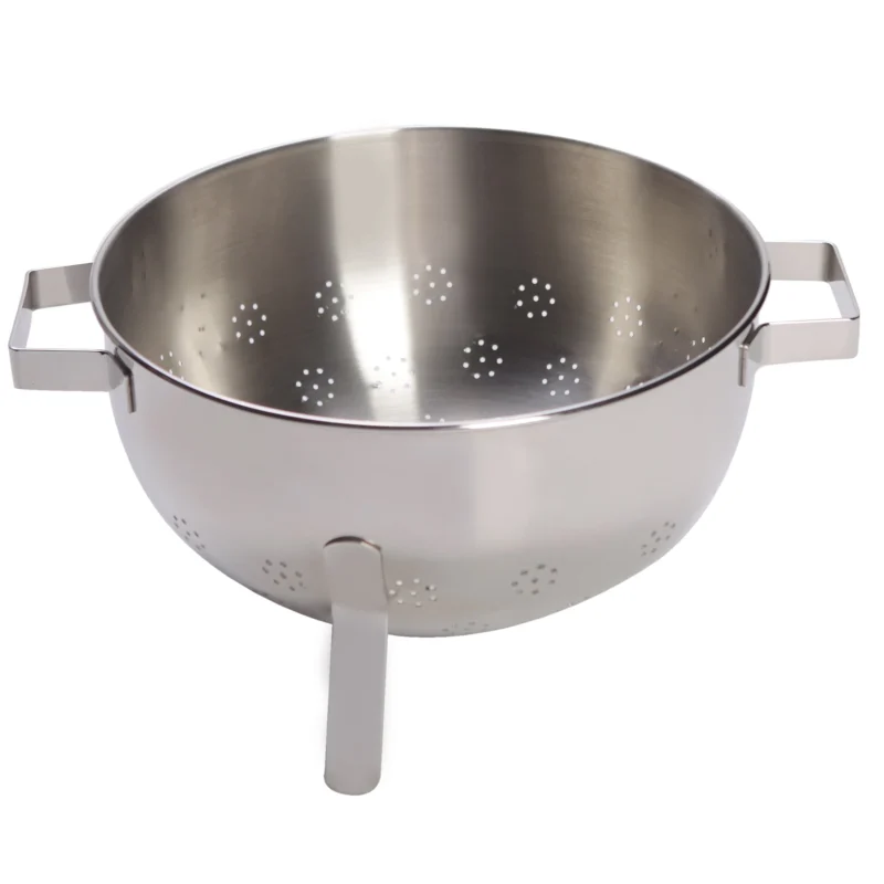 stainless steel round colander with feet scaled