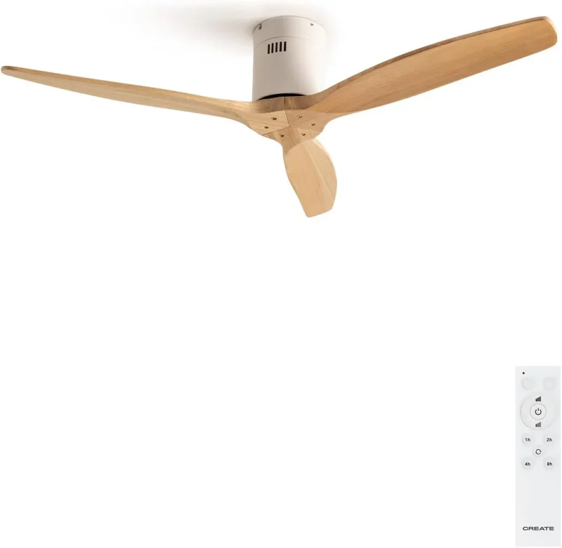 windcalm dc silent ceiling fan with timer natural wood blades